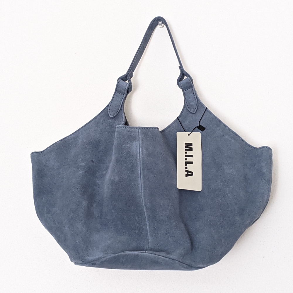 MILA Emma Shoulder Bag DENIM Suede Leather NWT